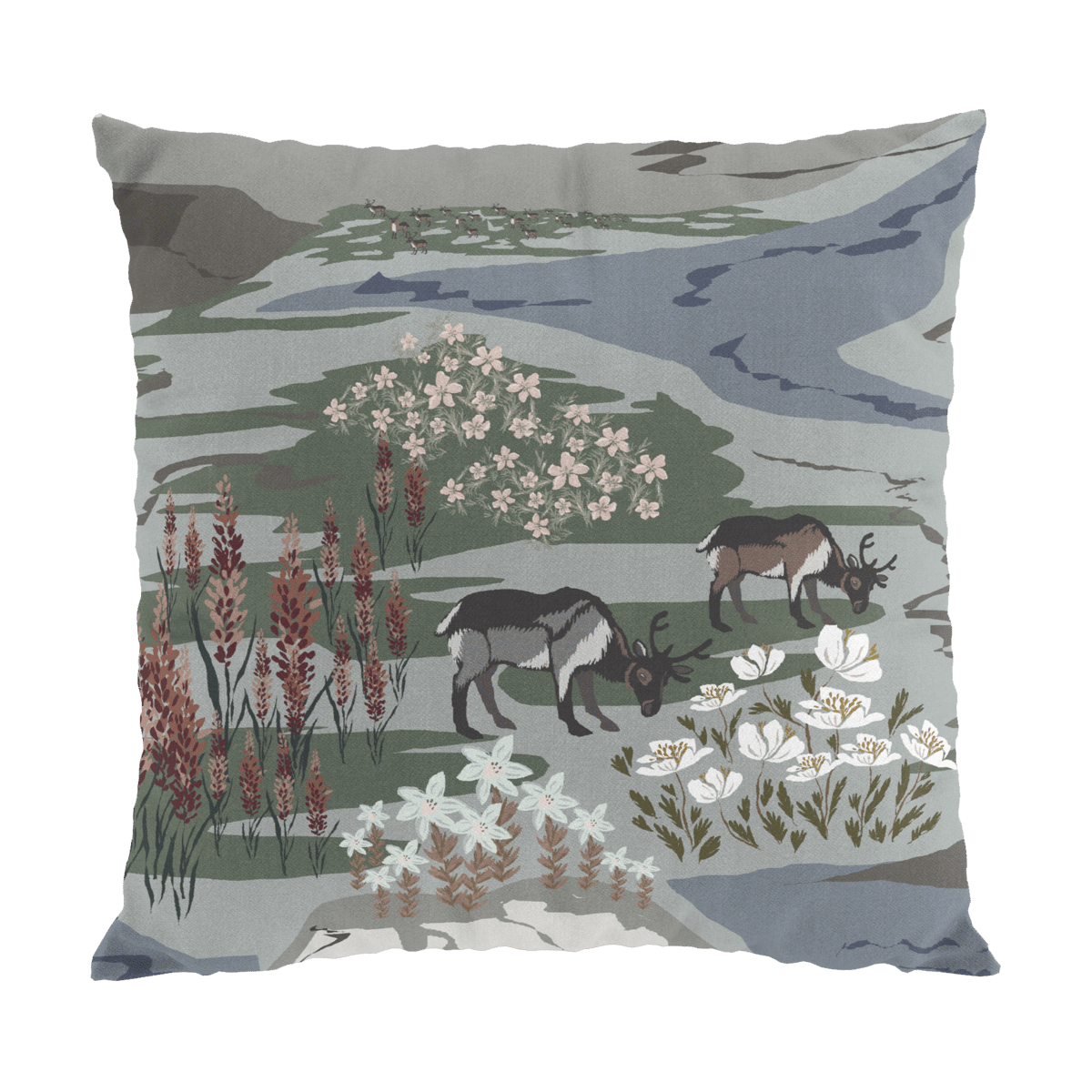 Bilde av Arvidssons Textil Fjällängar putetrekk 47x47 cm Grå-grønn