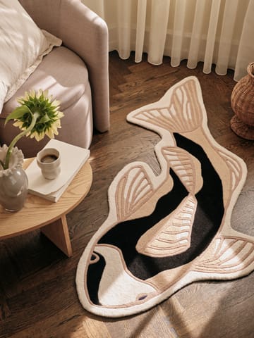 Koi gulvteppe 97x130 cm - Black-beige - Broste Copenhagen