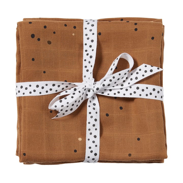 Dreamy Dots babyteppe 120x120 cm 2-pk, Mustard Done by deer