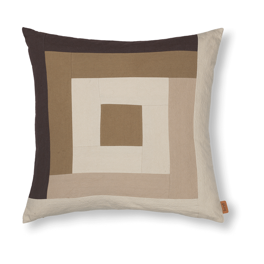 Bilde av ferm LIVING Border patchwork putetrekk 50x50 cm Coffee-dark sand