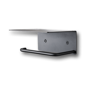 Dora toalettpapirholder med hylle - Black - ferm LIVING