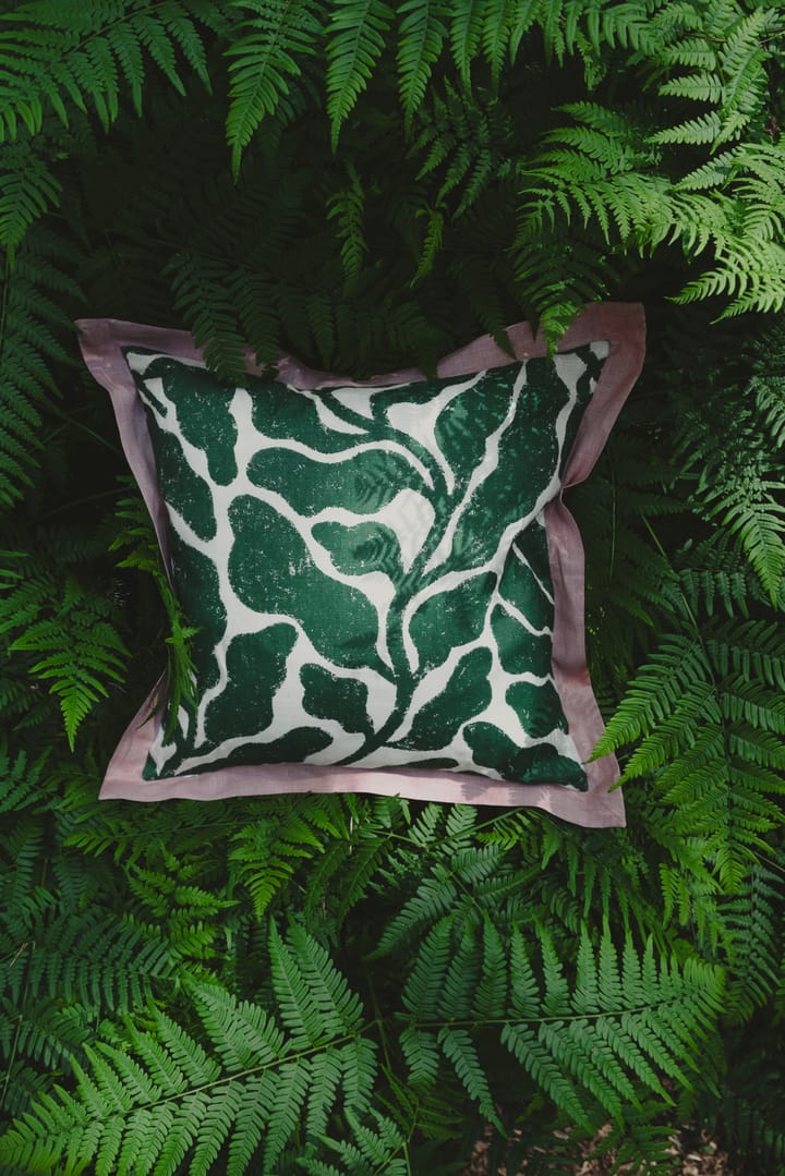 Leaves putetrekk med kontrast 48x48 cm, Green-pink Fine Little Day