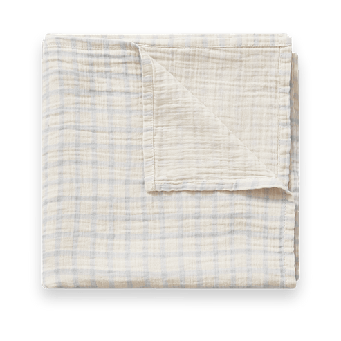 Gingham Sky Blue Muselin Swaddle - 110x110 cm - Garbo&Friends