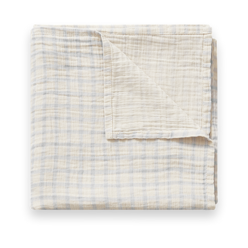 Bilde av Garbo&Friends Gingham Sky Blue Muselin Swaddle 110x110 cm