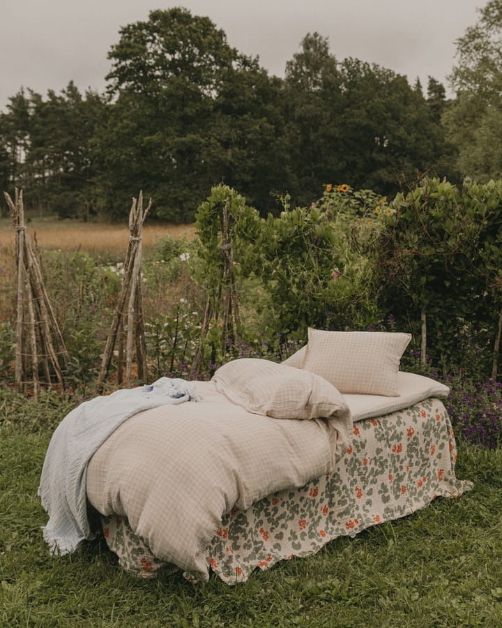 Gingham Sky Blue Muslin sengesett, 150x210 cm/50x60 cm Garbo&Friends