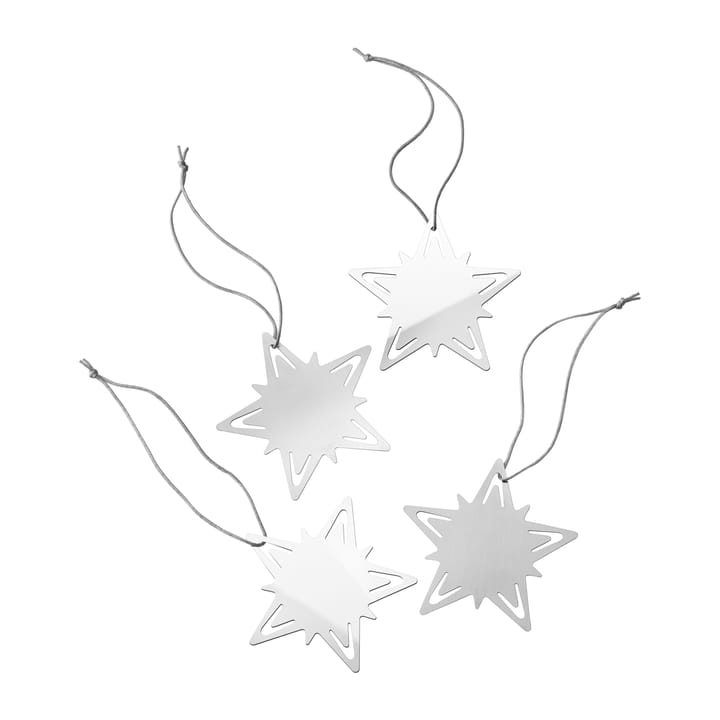 Classic christmas star gavedekorasjon 4-pakning - Sølv - Georg Jensen