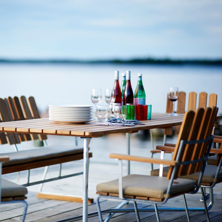 B25A bord, Teak-varmgalvanisert stativ Grythyttan Stålmöbler