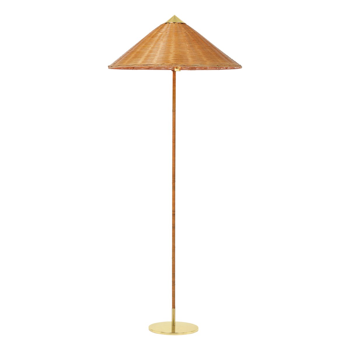 Bilde av GUBI 9602 gulvlampe Messing-wicker willow