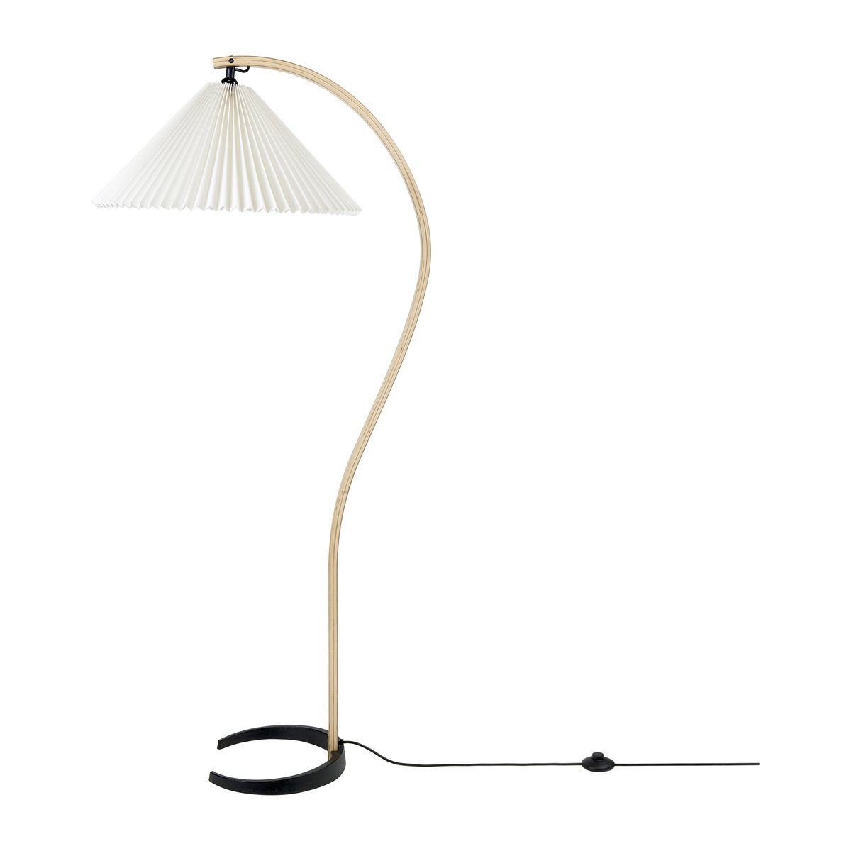 Bilde av GUBI Timberline gulvlampe Oak-birch-white