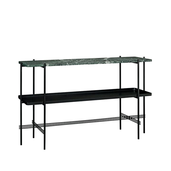 TS Console avlastningsbord 120 x 30 x 72 cm - green guatemala marble, sort stativ, med brett - GUBI