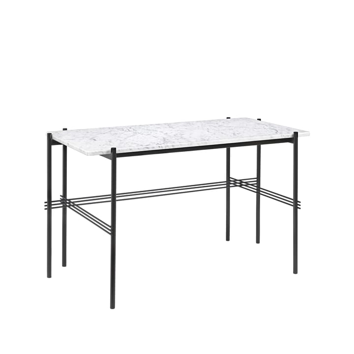 TS Desk skrivebord, marble white, sortlakkert stål GUBI