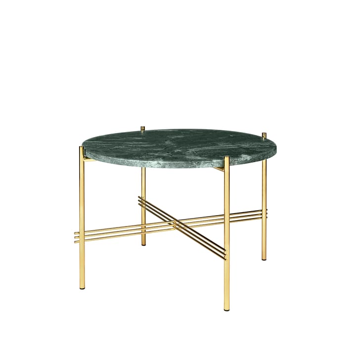 TS Round sidebord - green guatemala marble, Ø 55 cm, messingstativ - GUBI