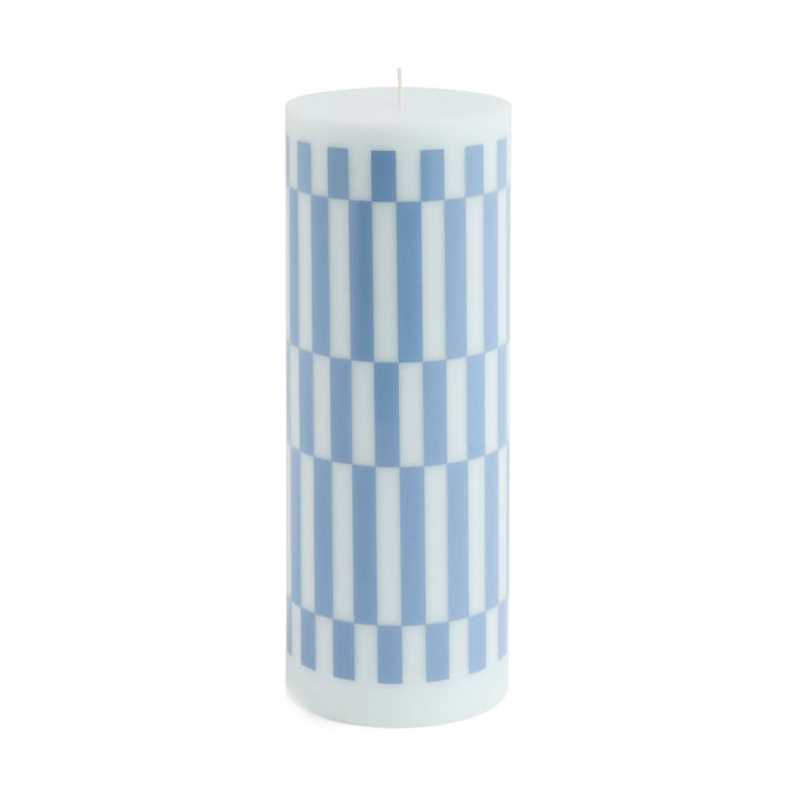 Column Candle kubbelys large 25 cm - Light blue-dusty blue check - HAY