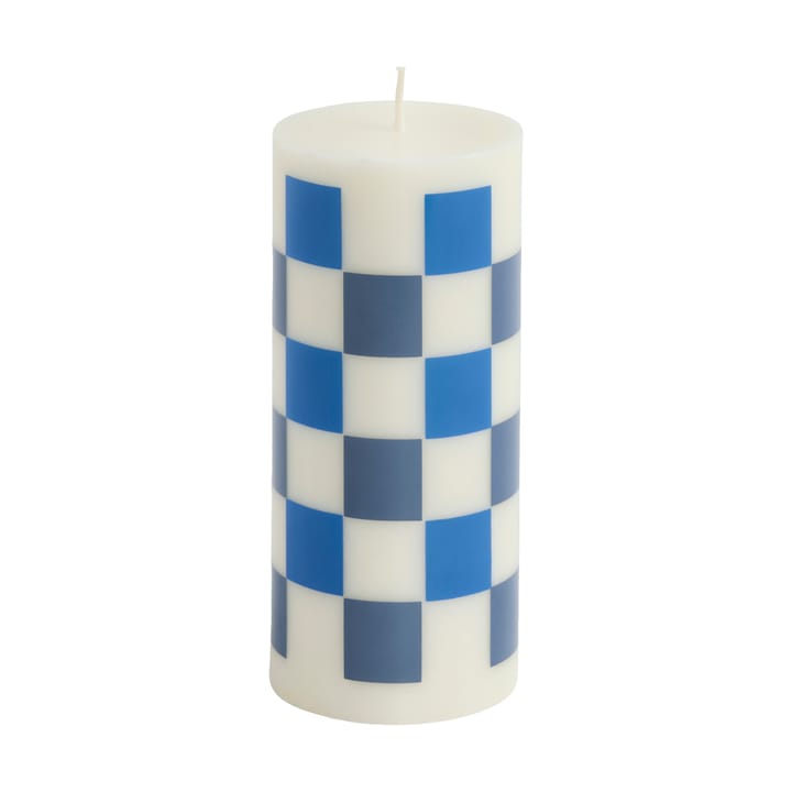 Column Candle kubbelys small 15 cm - Off white-blues - HAY