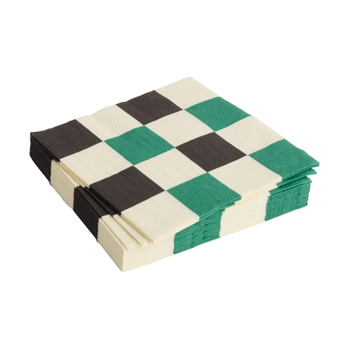 Pattern Lunch Check serviett 33x33 cm 20-pakning - Off white-green-black M - HAY