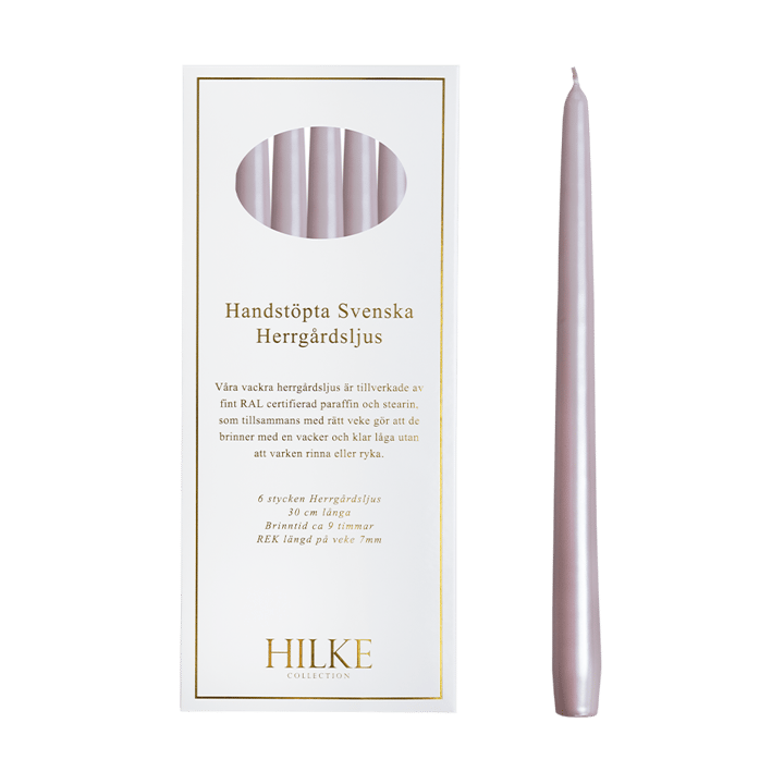 Herregårdslys 30 cm 6-pakning - Dimrosa Perle - Hilke Collection