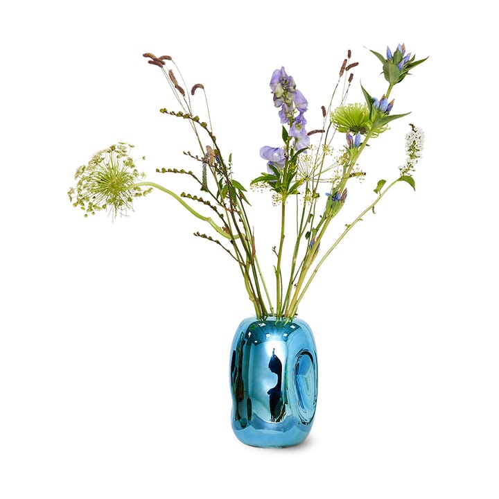 HK Objects glassvase 21,5 cm - Blue chrome - HKliving