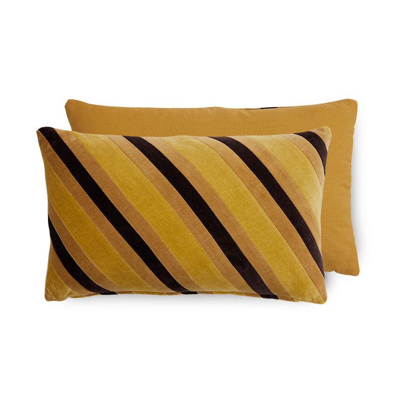 Bilde av HKliving Striped velvet pute 30x50 cm Honey