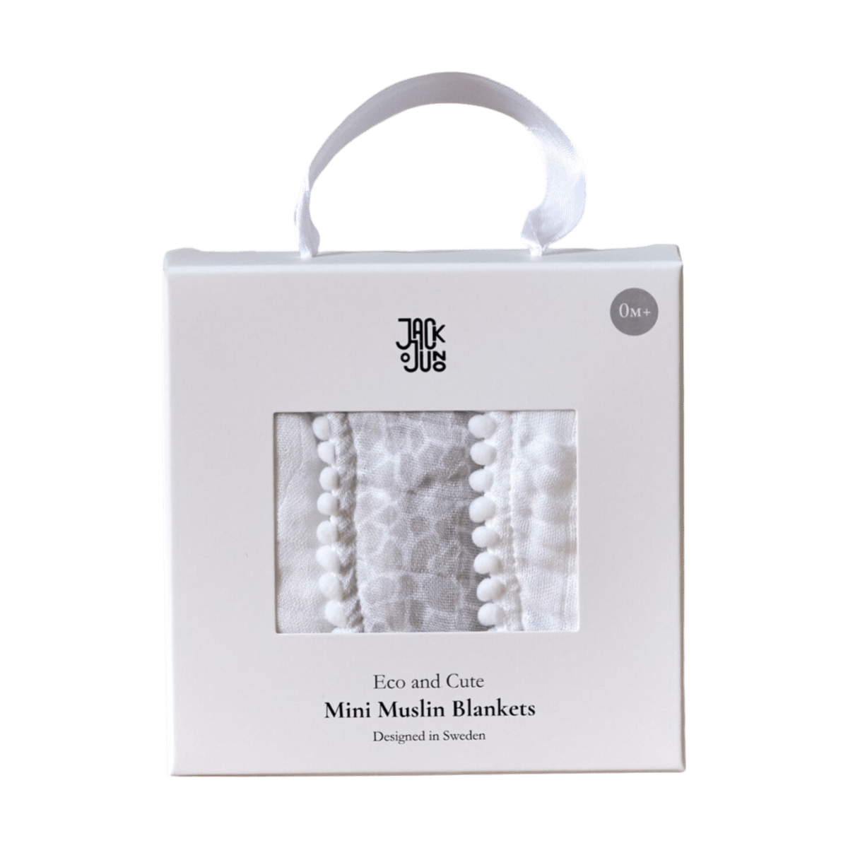 Bilde av Jack o Juno Pom Pom musselinteppe 40x40 cm 3-pk Pearl & Giraffe gray