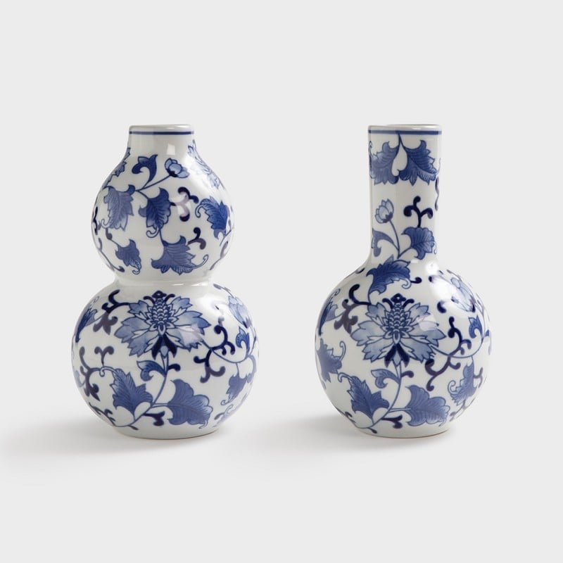 Bilde av &Klevering Dutch delight Vase stor 2-pk Hvit-blå