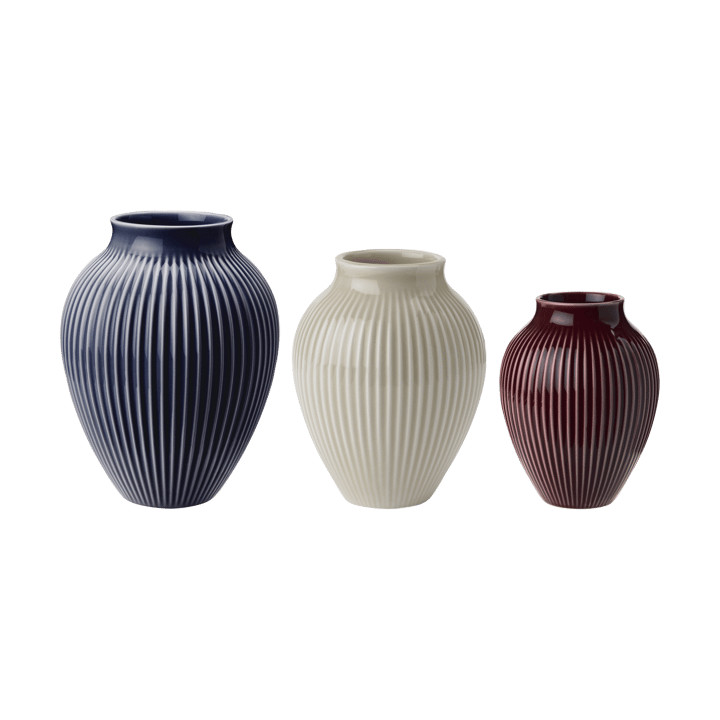 Knabstrup riflet vase 3-stk. - Berry-sand-dark blue - Knabstrup Keramik