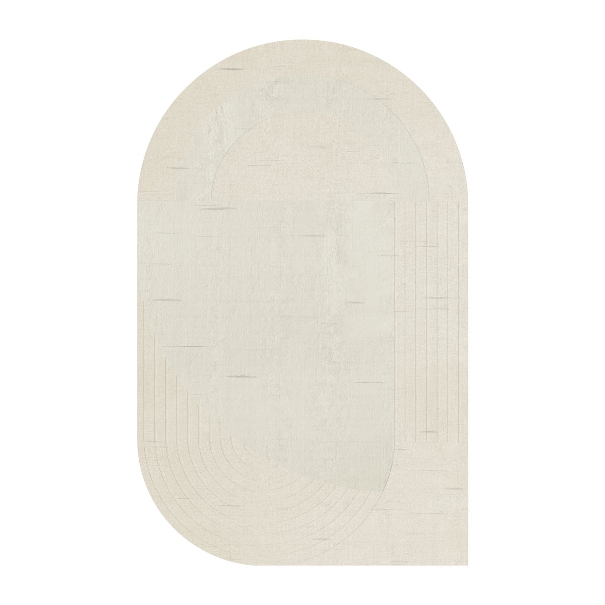 Bilde av Layered Circular ullteppe 220 x 350 cm Bone white