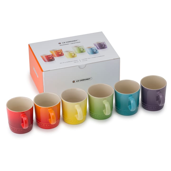 Le Creuset gavesett espressokopp 10 cl 6-stk. - Rainbow - Le Creuset