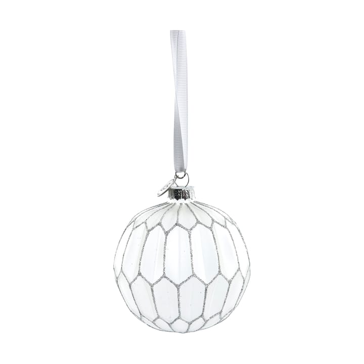 Navina juletrekule rund Ø 8 cm - White-Silver - Lene Bjerre