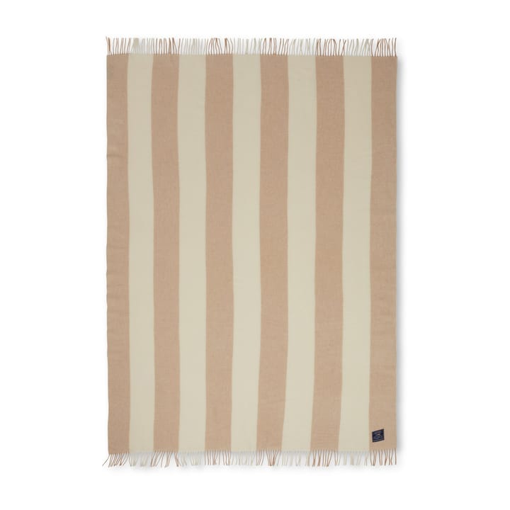 Block Striped Recycled Wool pledd 130 x 170 cm, Oat-White Lexington