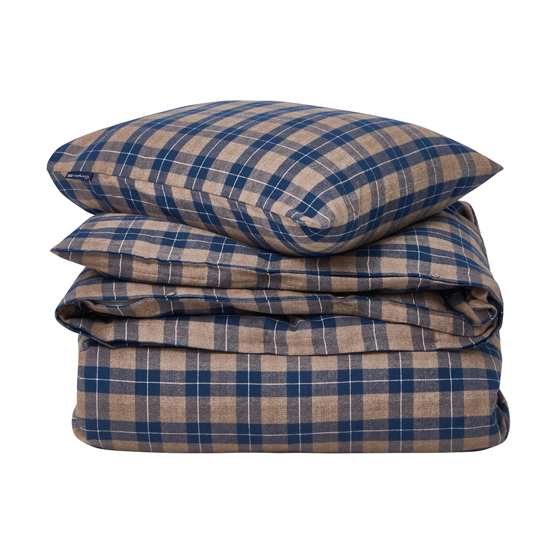 Bilde av Lexington Checked Flannel sengesett 220x220 cm Denim blue-beige