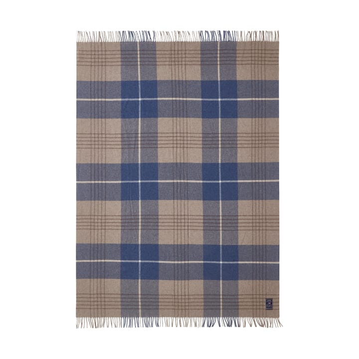 Checked Recycled Wool pledd 130 x 170 cm, Denim blue-beige Lexington