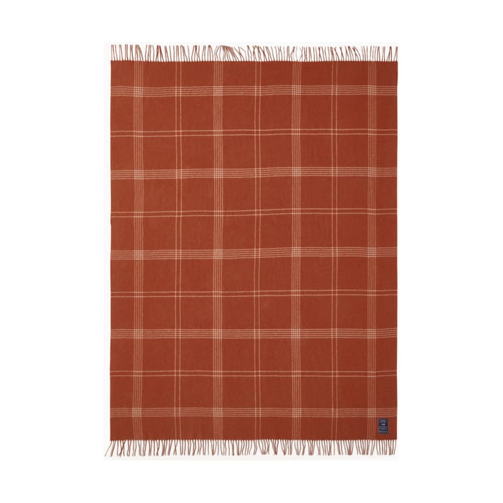 Checked Recycled Wool pledd 130 x 170 cm, Rust-white Lexington