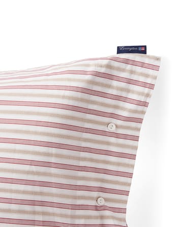 Dobby Striped Cotton Poplin putetrekk 50x60 cm - Rød-beige-hvit - Lexington