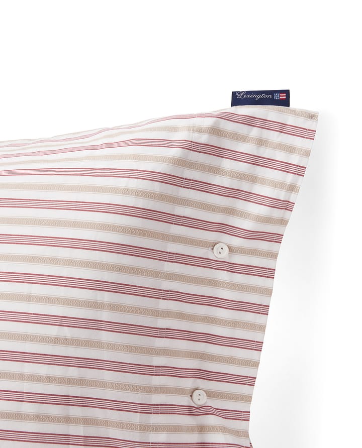 Dobby Striped Cotton Poplin putetrekk 50x60 cm, Rød-beige-hvit Lexington