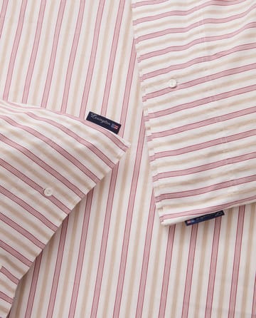 Dobby Striped Cotton Poplin sengesett - Rød-beige-hvit - Lexington