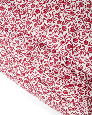 Flower Printed Cotton Sateen sengesett - Hvit-rød - Lexington