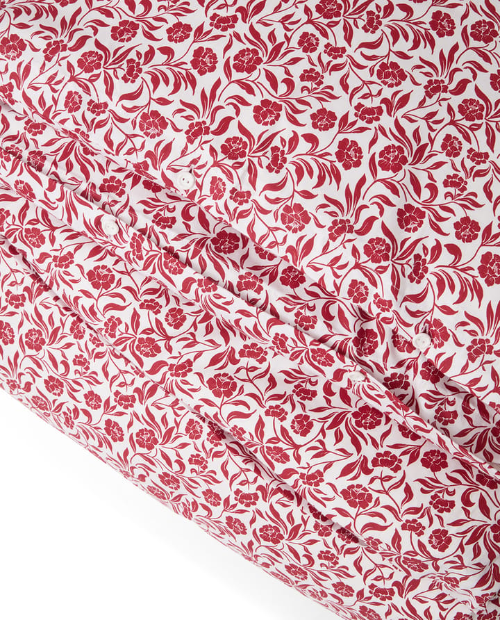 Flower Printed Cotton Sateen sengesett, Hvit-rød Lexington