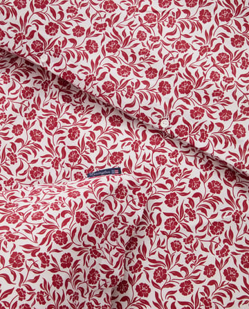 Flower Printed Cotton Sateen sengesett - Hvit-rød - Lexington