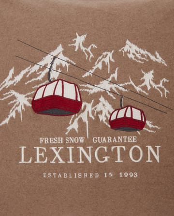 Fresh Snow Ski Lift Wool Mix putetrekk 50 x 50 cm - Beige-white-red - Lexington