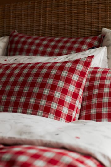 Red Checked Cotton Flannel sengesett - 2 x 50 x 60 cm, 220 x 220 cm - Lexington