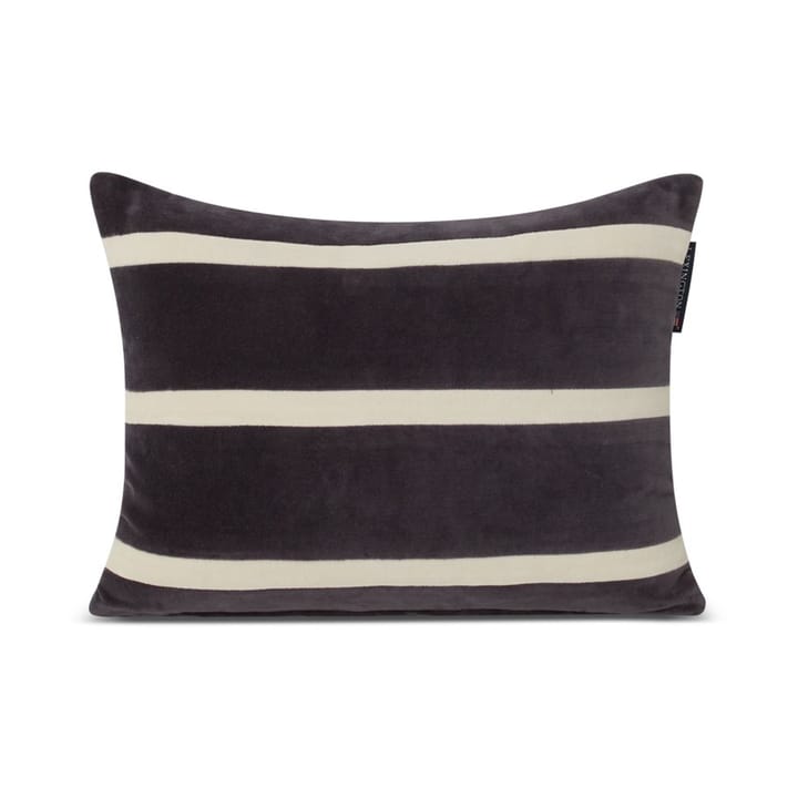 Striped Organic Cotton Velvet pute 30 x 40 cm - Dark gray-light beige - Lexington