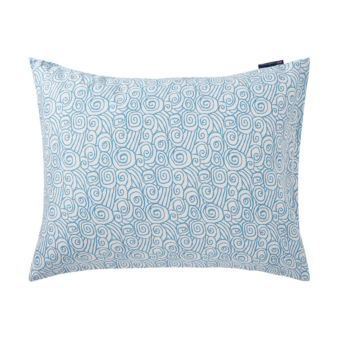 Bilde av Lexington Wave Printed Cotton Sateen Putevar 50x60 cm White-blue