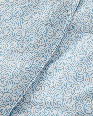 Wave Printed Cotton Sateen sengetøy-sett - White-blue, 2 putetrekk - Lexington