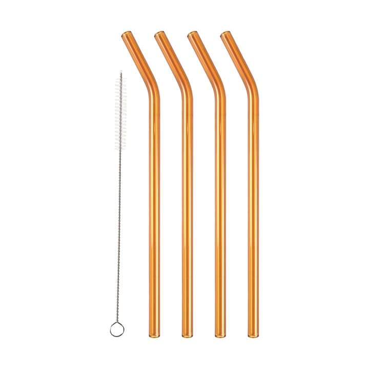 Lyngby Glas sugerør 21,5 cm 4-pk - Amber - Lyngby Glas