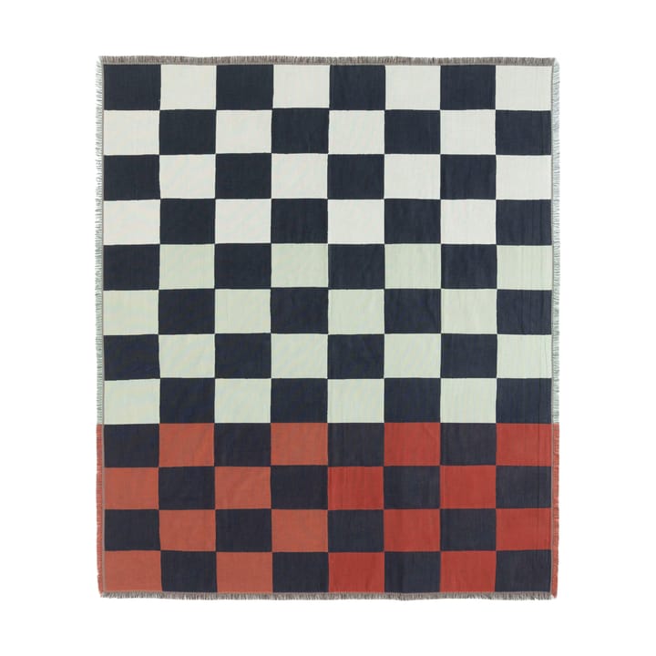 Kukko ja Kana pledd 130x70 cm - Off white- dark blue-orange red - Marimekko