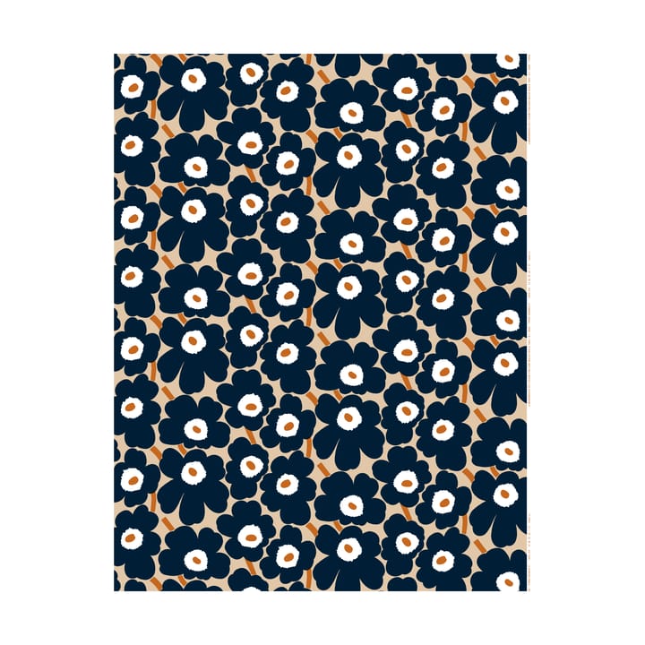 Pieni Unikko stoff bomull, Light brown-coal-rosa Marimekko