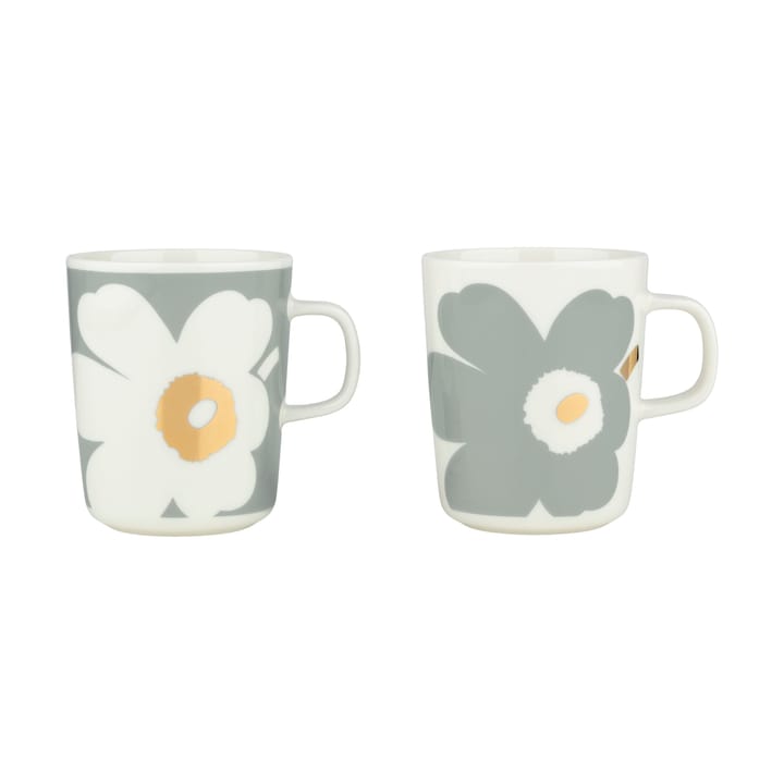 Unikko 60-årsjubileum krus 25 cl 2-pakning, White-light grey-gold Marimekko