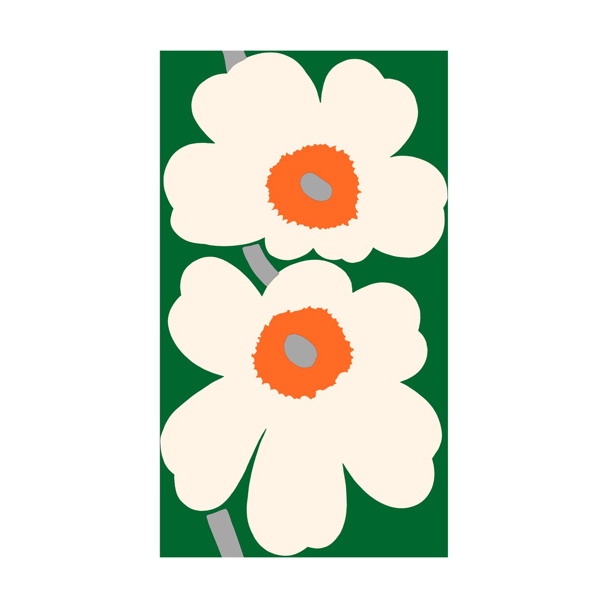 Bilde av Marimekko Unikko 60-årsjubileum stoff bomulssateng Green-off white-orange