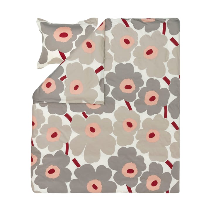 Unikko dynetrekk sateng 240x220 cm, Off white-warm grey-pink Marimekko