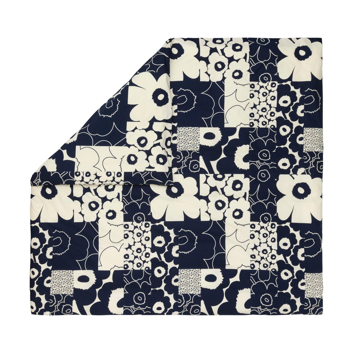 Bilde av Marimekko Unikko Kollaasi dynetrekk 240x220 cm Off white-dark blue